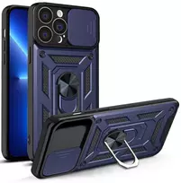 Hybrid Armor Camshield iPhone 13 Pro šarvuotas telefono dėklas su kameros apsauga, mėlynos spalvos