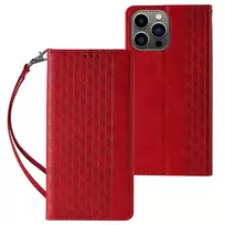 Magnet Strap Samsung Galaxy S23 Plus atverčiamas Mini Lanyard su stoveliu dėklas telefonui raudonos spalvos