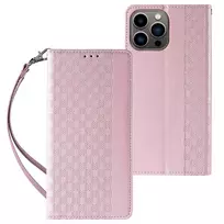 Magnet Strap Samsung Galaxy S23 Plus atverčiamas Mini Lanyard su stoveliu dėklas telefonui rožinės spalvos