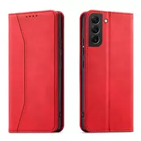 Magnet Fancy Samsung Galaxy S23 Plus atverčiamas su stoveliu dėklas telefonui raudonos spalvos