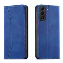 Magnet Fancy Samsung Galaxy S23 Ultra atverčiamas su stoveliu dėklas telefonui mėlynos spalvos