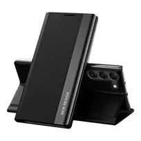 Sleep Pro Samsung Galaxy S23 Plus atverčiamas su stoveliu dėklas telefonui juodos spalvos