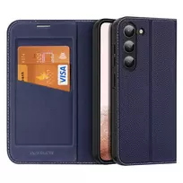 Dux Ducis Skin X2 Samsung Galaxy S23 Plus atverčiamas wallet su stoveliu dėklas telefonui mėlynos spalvos