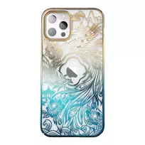 Luxury Apple iPhone 14 Plus Kingxbar Phoenix Crystals – dėklas telefonui aukso ir mėlynos spalvos