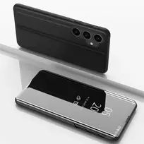 Hard atverčiamas Samsung Galaxy S23 FE Clear View – dėklas telefonui juodos spalvos
