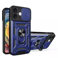 Hybrid Armor Camshield Apple iPhone 16  Camera Cover and Stand – dėklas teleofnui mėlynos spalvos