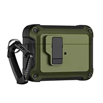 Airpods 4 Pro Armor dėklas su karabinu – žalios spalvos