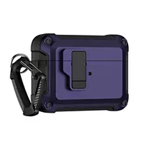 Airpods 4 Pro Armor dėklas su karabinu – violetinės spalvos