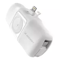 Wozinsky WF16-YLS 5000mAh 15W Lightning Mini Power Bank su Built-in USB-C kabelis ir Apple Watch Charger – baltos spalvos