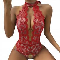 Seksualus apatinio trikotažo komplektas Bodystocking, raudonas