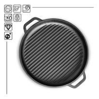 Vāks - grillPanna čuguna 400mm ТМ BC-A400GKS BRIZOLL