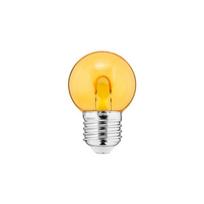 Lemputė LED E27, 230V, 1W, G45, 20lm, geltona, FILAMENT U, PC skaidri