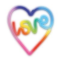 LED NEON dekoracija LOVE širdyje, RGB skaitmeninė - dinaminė spalva, su pulteliu