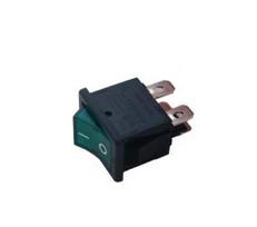 Jungiklis klavišinis, ON-OFF, fiks, 4k. 6A/250Vac, 12.5x18.6mm, SPST, švieč., žalias, NEON