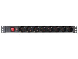 Maitinimo panelė 19'' 8x220V su jungikliu ir temperatūros saugikliu