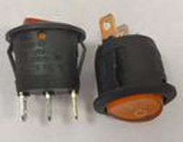 Jungiklis klavišinis, ON-OFF, fiks, 3k. 6A/250Vac, Ø19.8mm, SPST, apvalus, geltonas, švieč., NEON 230V AC