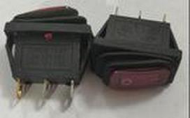 Jungiklis klavišinis, ON-OFF, fiks, 3k. 15A/250Vac, 29x10mm, SPST, hermetzuotas, raudonas, šviečiantis LEMP 230V
