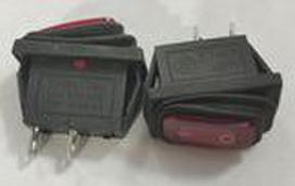 Jungiklis klavišinis, ON-OFF, fiks, 2k. 6A/250Vac, 19x12mm, SPST, hermetzuotas, raudonas