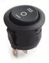 Jungiklis klavišinis, ON-OFF-ON, fiks, 3k. 6A/250Vac, Ø19.8mm, SP3T, apvalus, juodas