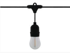 LED girlianda su 10 vnt E27 1W FILAMENT lemputėmis, šiltai balta 2700K, IP65, LEDOM