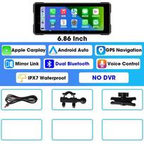 6,86 colio motociklo DVR GPS Navigaton Wireless Carplay Android Auto Dash Cam IP67 vandeniui atsparus dvigubas Bluetooth motociklų monitorius