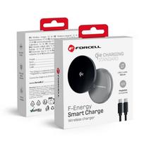 FORCELL F-ENERGY Smart Charge Qi2 15W wireless charger with 150cm detachable cable, compatible with MagSafe, silver