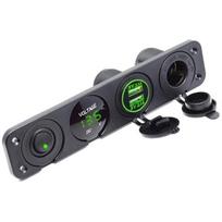 5 Gang prietaisų skydelis 12 V maitinimo lizdas 4,2 A dvigubas USB įkroviklis LED skaitmeninis voltmetro jungiklis, skirtas sunkvežimio kemperiui Marine