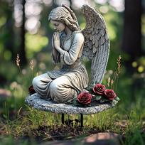 2D plokščias memorialinis angelas su sparnais, plaktuko kuolas 20x30 cm universalus sielvarto palaikymo dovanų kapas