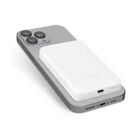 5000 mAh belaidis magnetic Power Bank baltos spalvos