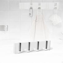 Sieninė drabužių kabykla, sulankstomi kabliukai, aliumininis skrybėlių laikiklis sodybos svetainei White 4 Hooks