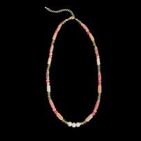 Dopamine Colored Natural Stone Beaded Necklace Female Fresh Sweet Cute Exquisite Fashion Versatile Neck Chain Collarbone Chain beige