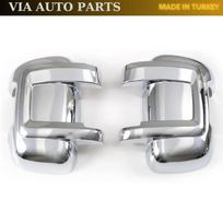 Chromuotos dešinės ir kairės veidrodėlių apdailos 2 dalių komplektas Fiat Ducato, Peugeot Boxer, Citroen Jumper Mk3 2006-2020.
