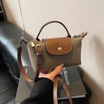 Fashion Women'S Bag Plaid Canvas Personalized Versatile Dumpling Bag Lightweight Shoulder Messenger Bag pilka spalva
