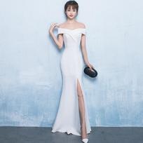 Vakarinė pokylio suknelė Elegantiška ilga suknelė su žuvies uodega S balta