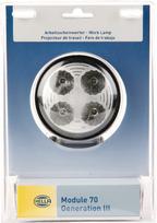 Darbinis LED žibintas, 800lm, apvalus, 12/24V, skaidrus, tvirtinamas varžtais, Ø 83mm, 4 LED, Hella