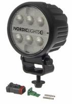 Darbinė LED lemputė, 16W, 1600lm, apvali, 12/24V, balta, tvirtinama varžtais, 93x93x116,5 mm, Deutsch 2-pin, Flood, 6 LED, Canis GO 410 iš Nordic Lights
