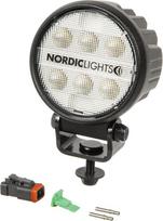 Darbo šviesos diodas LED, 28W, 2800lm, apvalus, 12/24V, baltas, tvirtinamas varžtais, 93x93x122mm, Deutsch 2-pin, Wide flood, 6 LED, Canis GO 420, Nordic Lights