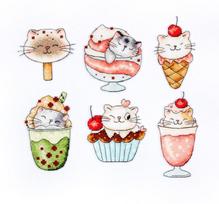 Siuvinėjimo rinkinys "Summer Kitties" Kit of 6 pcs 10x7 cm each SLETIL8089