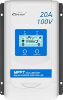 "EPEVER® MPPT DuoRacer" 20A įkrovos valdiklis Saulės energijos įkrovos valdiklis DR2210N, skirtas 2 akumuliatoriams, 12V/24V, automatinis darbas, PV 100V (DR2210N)