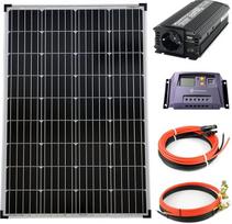 "Solartronics" komplektas 1 x 100 W 12 V 1000 mm įtampos keitiklis 600 W 10 A įkrovos valdiklis Geltonos salos sistema
