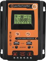 Akozon Saulės įkrovos valdiklis 12 V saulės įkrovos valdiklis, MPPT saulės įkrovos valdiklis 12 V/24 V saulės baterijos valdiklis Dvigubas USB PWM automobilinis paremetras Reguliuojamas LCD ekranas, skirtas švino rūgštims ir