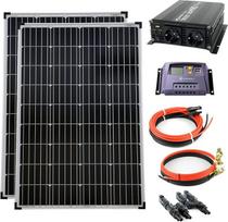 Pilnas komplektas 2 x 100 W 12 V 1000 mm įtampos keitiklis 1000 W 20 A įkrovos valdiklis Geltonos salos sistema