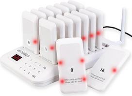 Retekess Pager sistema Klientų iškvietimo sistema 20H jutiklinio ekrano Pager Pridėta 16 Pager Baltas 998 kanalų Gastro Pager restoranui Baras Ligoninė Greitas maistas, bekontaktis skambutis, TD157