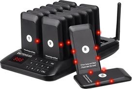 Retekess TD157 Pager sistema, 16 pagerių, lauko 500 m, iškvietimo sistema Gastro, 300 mAh baterija, 998 kanalai, iškvietimo sistema, Pager sistema restoranams 1 vnt. (1 klaviatūra, 16 pagerių)