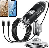 USB skaitmeninis mikroskopas, SKYBASIC rankinė HD apžiūros kamera su 50x-1600x didinimu, reguliuojamu stovu, 8 LED lemputėmis, suderinama su "iOS" ir "Android" įrenginiais