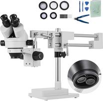 VEVOR 3.5X-90X Simul Focal Trinokulinis priartinantis stereomikroskopas Al-Zn lydinys 360 laipsnių pasukamas trinokulinis stereomikroskopas Dviejų rankų trikojis Laboratorinis vaizdo mikroskopas Du reguliuojamo aukščio stovai