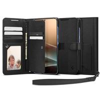 Juodas išskirtinio dizaino dėklas/piniginė "Spigen Wallet S" telefonui Samsung Galaxy S25 Plus
