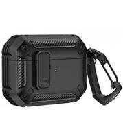 Juodas dėklas Apple Airpods 4 ausinėms "Armor Case with Carabiner"