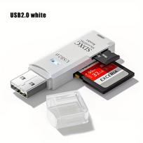 USB 2.0 SD/TF kortelių skaitytuvas,  Baltas
