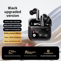 Naujos į ausis įdedamos Bluetooth ausinės Aukštos garso kokybės LCD jutiklinis skaitmeninis ekranas ANC išmaniosios triukšmą slopinančios belaidės ausinės juoda